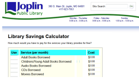 Library Savings Calculator Library Savings Calculator
